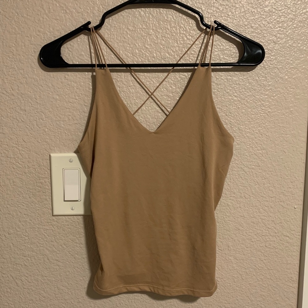 Gaze Cream Color Tank Top with Double Strand and Criss Cross Back Size XS